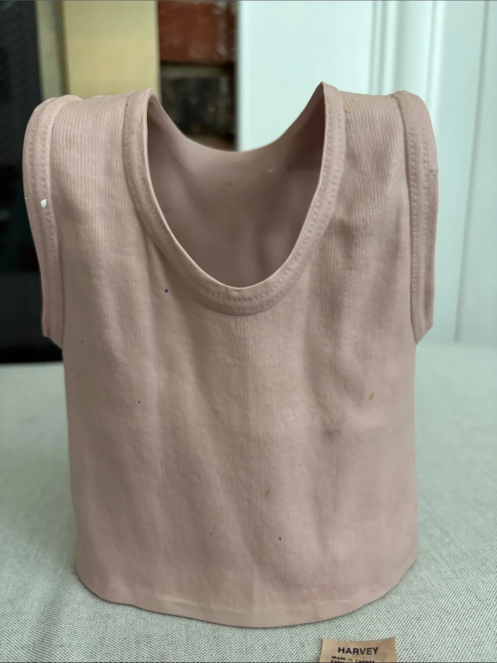 7.5” Pop Art Pink Ceramic Tank T-Shirt Vase Sculpture by Michel Harvey Vintage